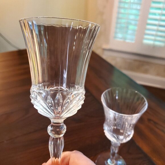 Vintage Wine‎ Water Glass Aurea by ROYAL CRYSTAL ROCK Stemware 7.5" Set of 2 - Picture 4 of 7